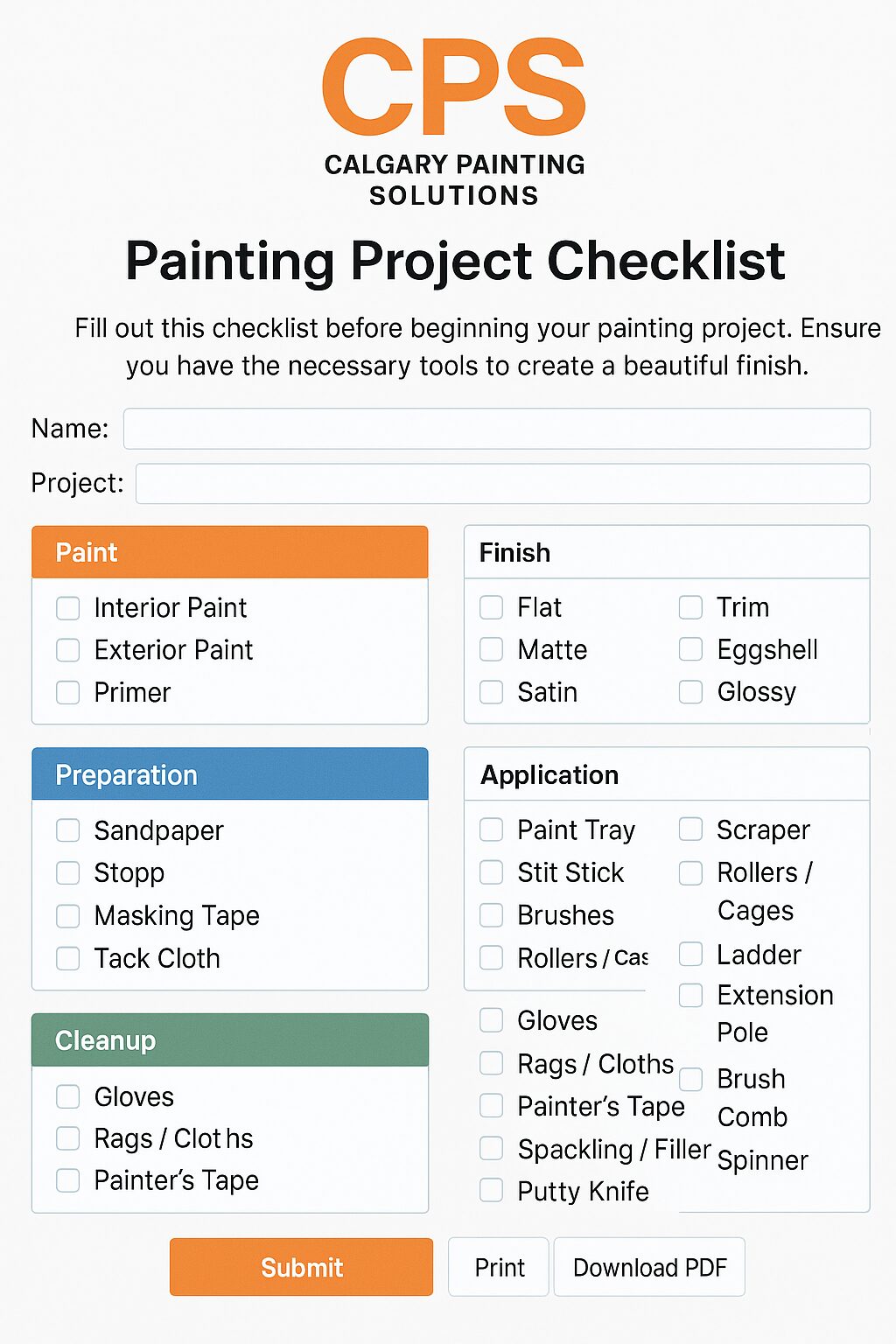 painting project checklist